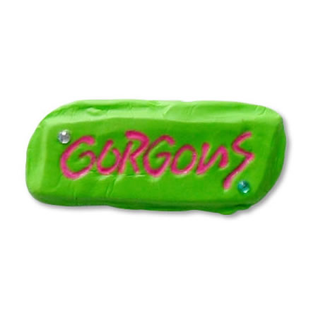 ロゴ ライム×ピンク 樹脂製バッジ／GORGONS (ゴルゴーンズ)【バンドグッズ（バッジ/ピン）】